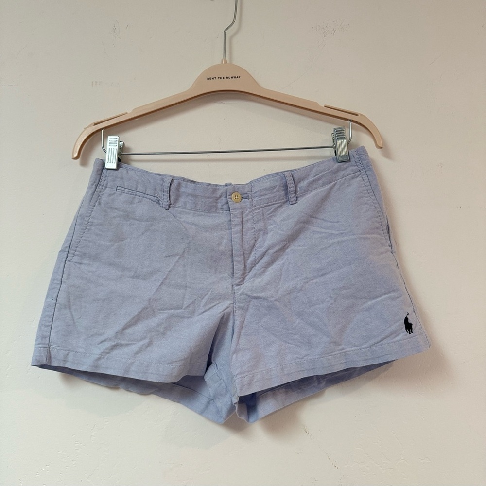 Polo Ralph Lauren Womens Shorts Light Blue Twill Cotton Chino Pony Logo, Size 10